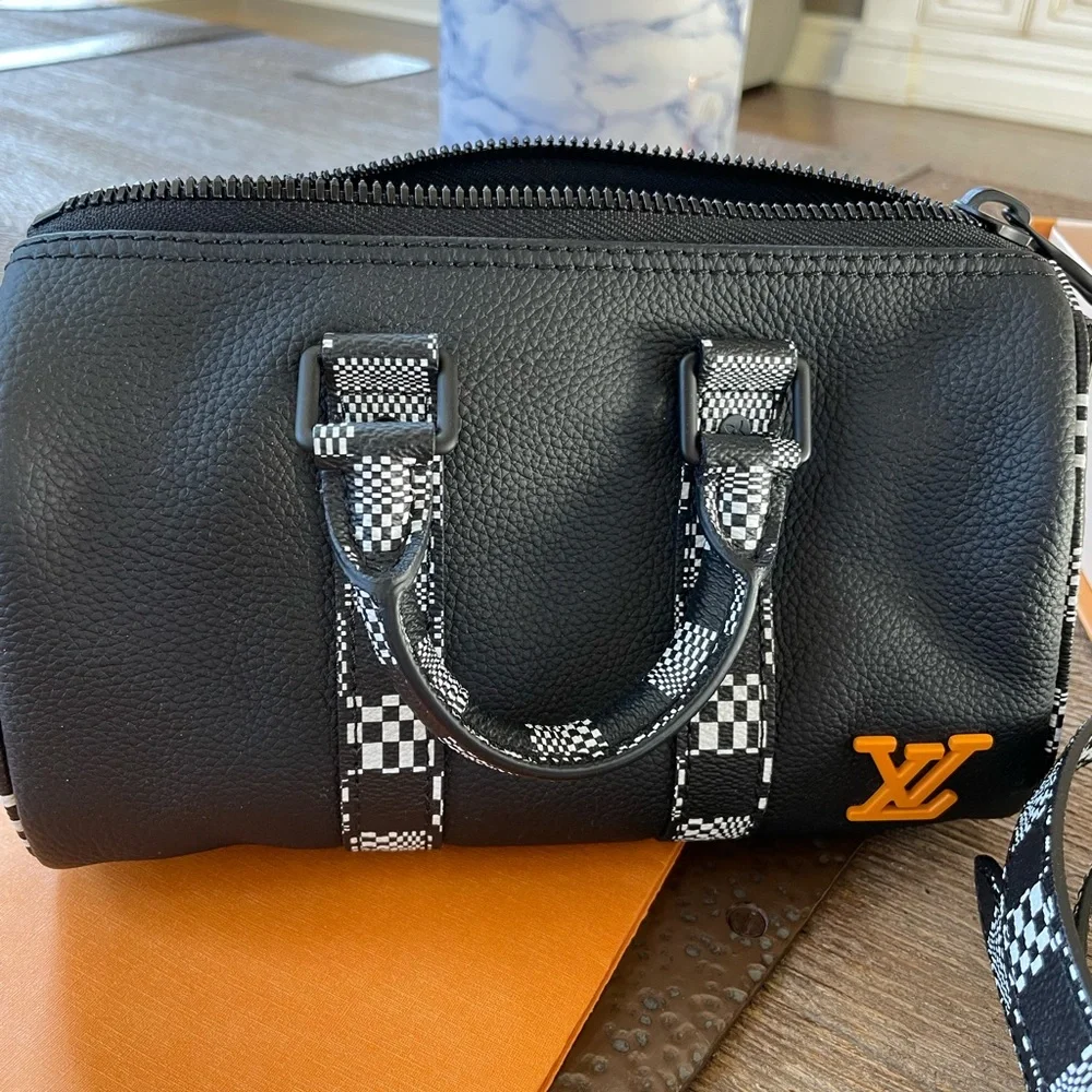 Louis Vuitton Damier NBA distorted keepall mini bag mens black leather tote